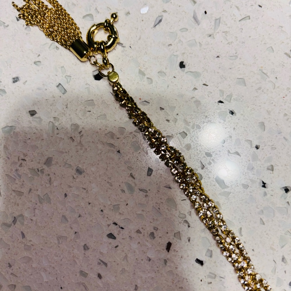 J.Crew Gold Multi-Strand Chain Bracelet with Tassel New - Picture 3 of 6